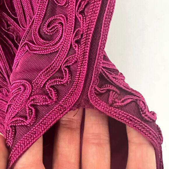 JS Collections Soutache Embroidered Midi Dress Fuchsia sz 2 Cocktail Wedding - Picture 8 of 12